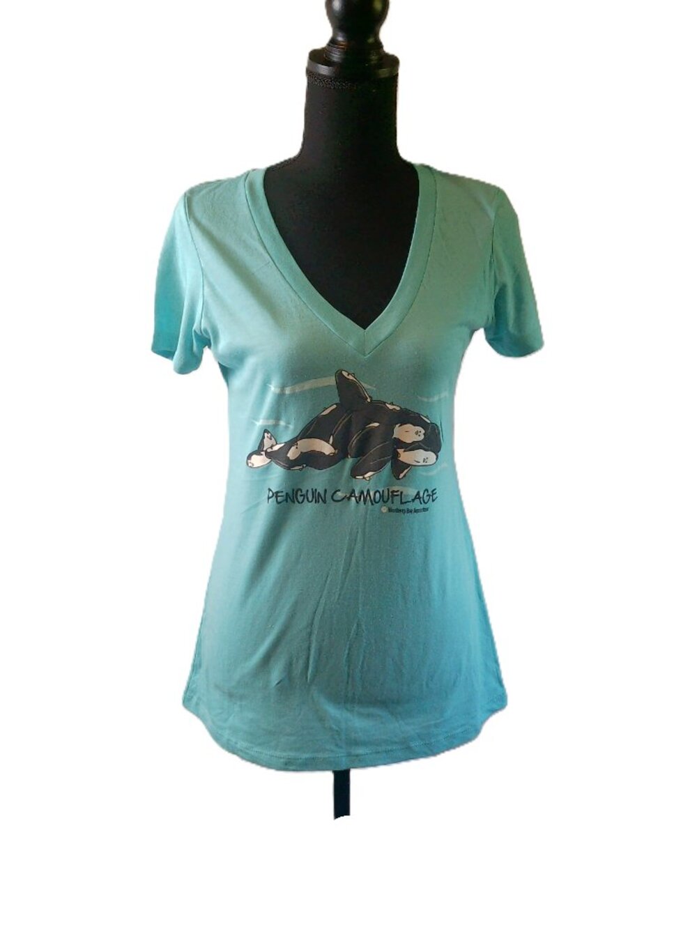 Monterey Bay Aquarium "Penguin Camouflage" Graphic V-Neck Tee